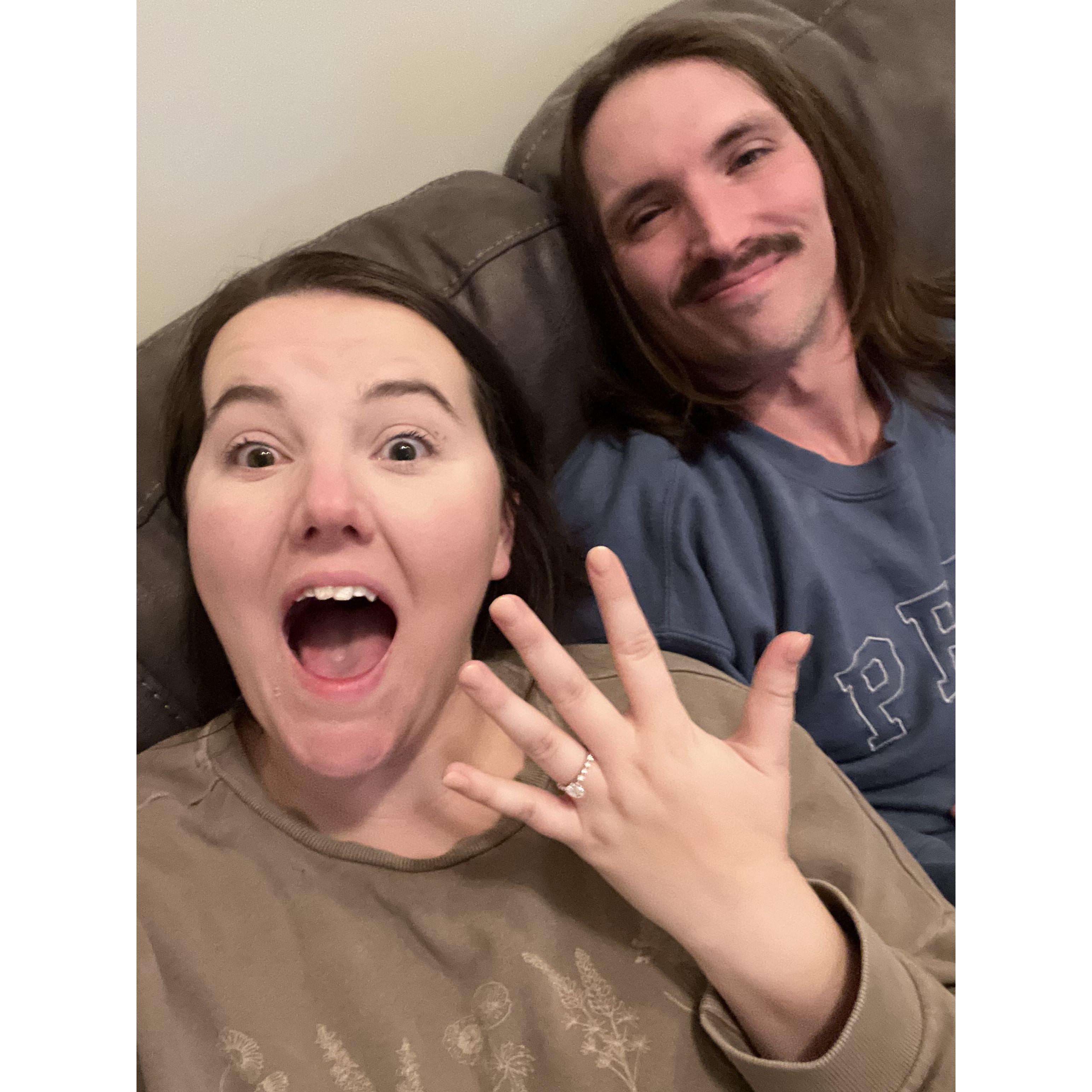 The night he proposed. So many emotions but mostly beyond excited!