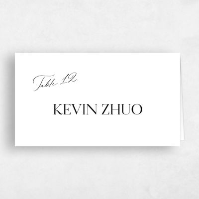 White Wedding Place Card - Menton