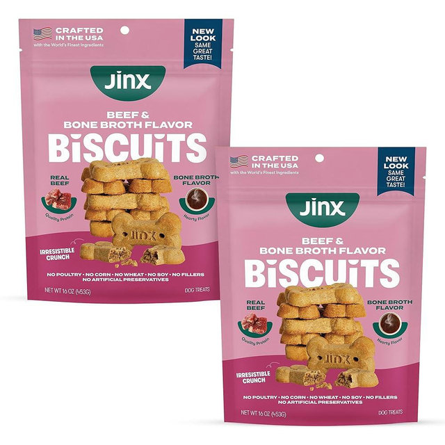 Jinx Oven-Baked Beef Bone Broth Biscuit Dog Treats Bundle - Pack of 2