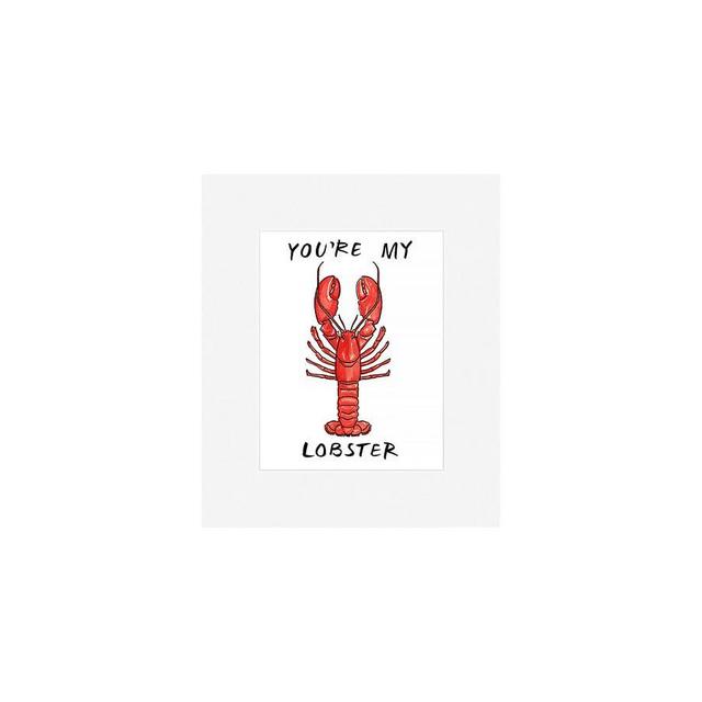 Friends You're My Lobster Framed Print, 13" x 11", Wood Gallery, White, Mat