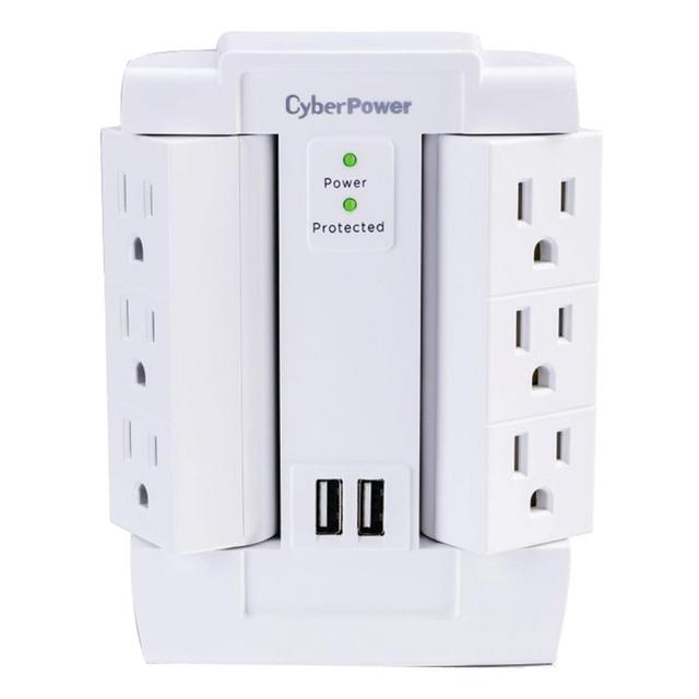 CyberPower® 6-Outlet Swivel Professional Surge Protector Wall Tap with 2 USB Ports