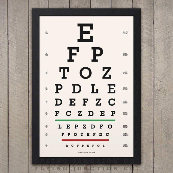 Framed Vintage Eye Chart Print