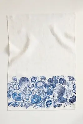 Blue Wildflowers Linen Dish Towel