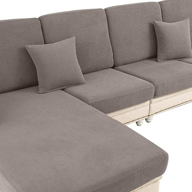 LA MEACK Couch Cushion Covers Seat Cushion Cover Stretch Couch Cover Separate Sectional Sofa Slipcovers Furniture Protector(3 Pieces for Seat or Sofa Backrest, Taupe)