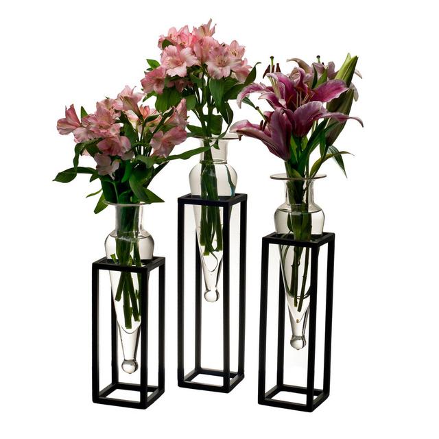 Danya B. Amphora 16-Inch Square Vases with Metal Stands (Set of 3)