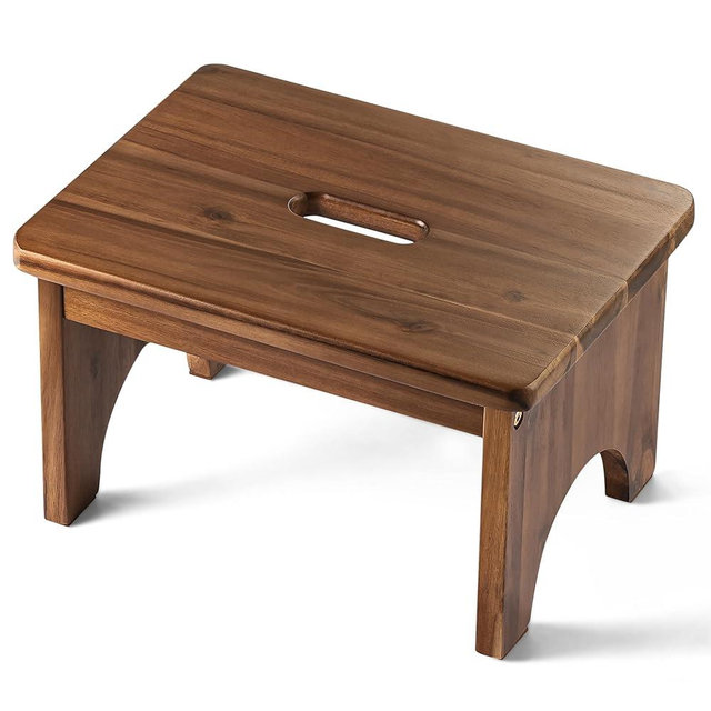 FANATU Wooden Step Stool, 9in One Step Stool for Adults, Wooden Beside Step Platform with 550 Load Capacity, Heavy Duty/Portable/Nonslip/Durable Construction Safe Step Support for Bedroom/Home Kitchen