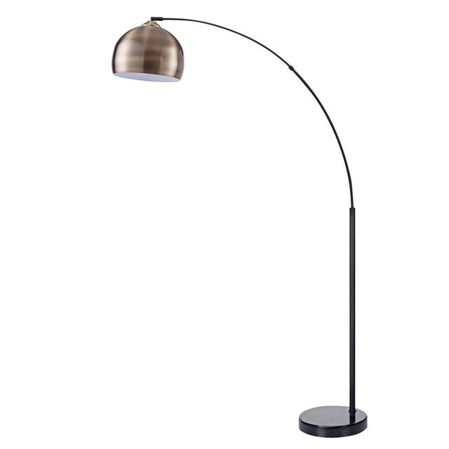 Versanora Arquer Large Arc Floor Lamp in White with Brass Shade
