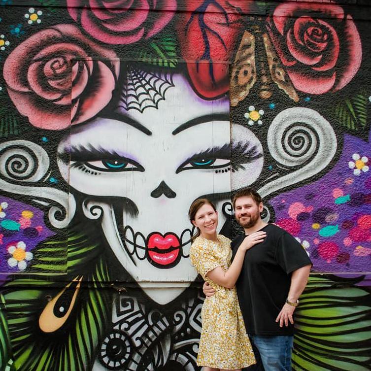 When we wandered in the heat looking for murals.