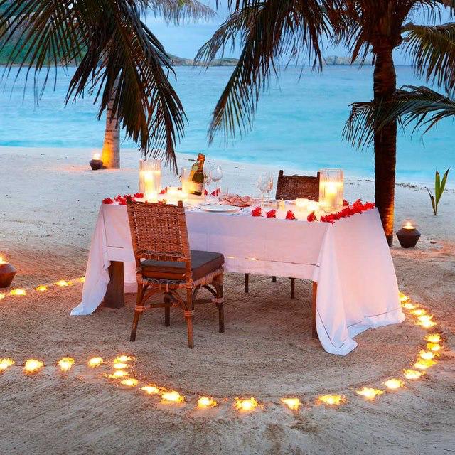 Romantic dinner on the beach