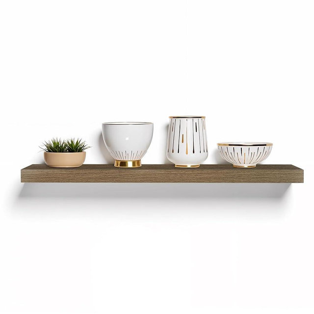 Lewis Hyman, InPlace Shelving, Floating Shelf with Invisible Brackets, 10.2" D x 35.4" W x 2" H, Rustic Wood, 9602048E