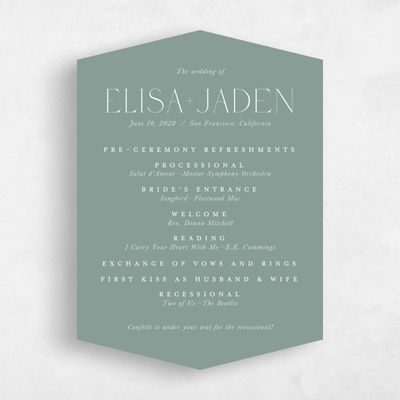 Green Diamond Wedding Program - Calidore