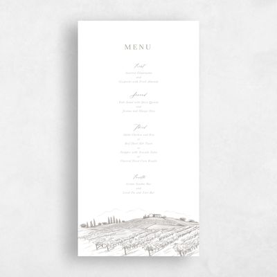 Pale Sage, Grey Wedding Menu - Fico