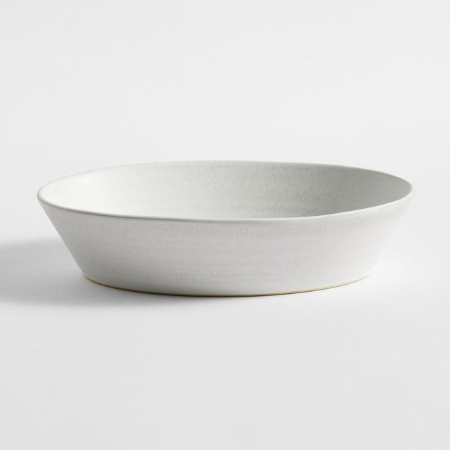 Larkin Stoneware Oval Walled Serving Platter, Small - Shell White