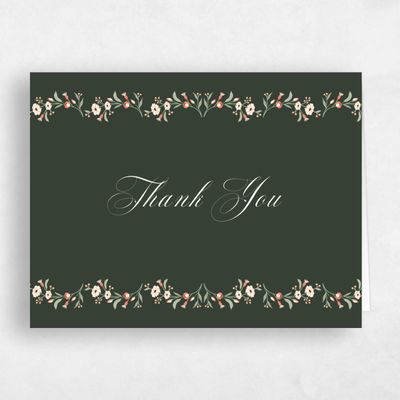 Deep Forest, Green Wedding Thank You - Feuille Landscape