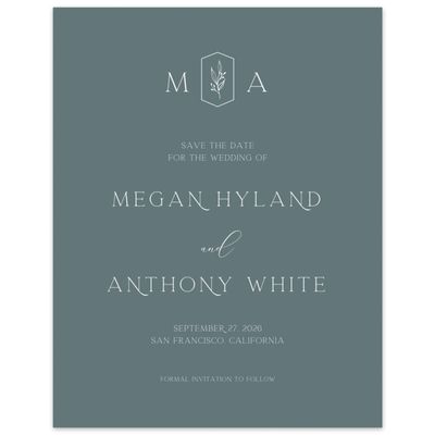 Blue Greenery Wedding Digital Save the Date - Eldridge Portrait
