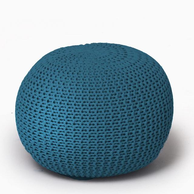 Urban Shop Round Knit Pouf, Teal