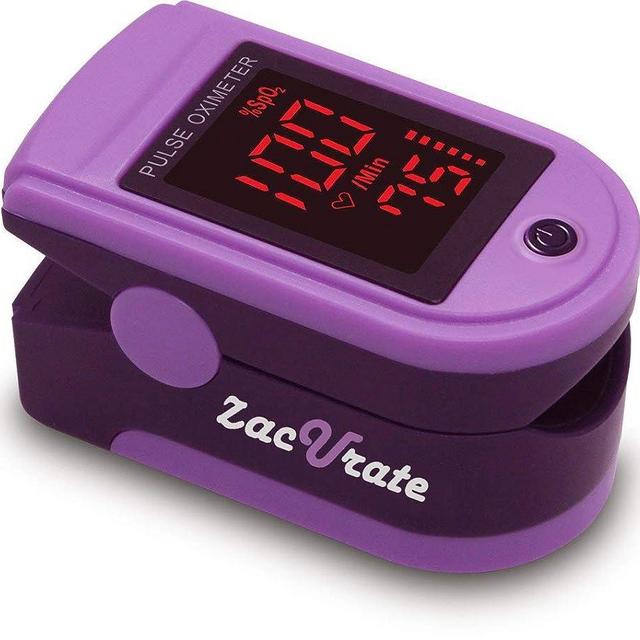 Zacurate Pro Series 500DL Fingertip Pulse Oximeter Blood Oxygen Saturation Monitor with Silicon Cover, Batteries and Lanyard (Mystic Purple)