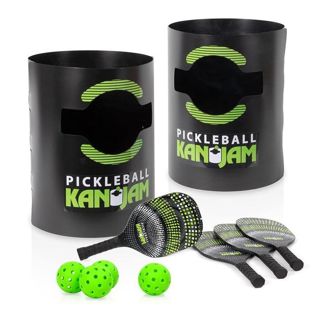 Kan Jam Pickleball - Play Pickleball Anywhere - Team Based Pickle Ball Game - Includes 4 Pickleball Paddles & 4 Pickleballs,Black/Green