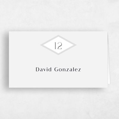 Seashell, Grey Wedding Place Card - Diamant
