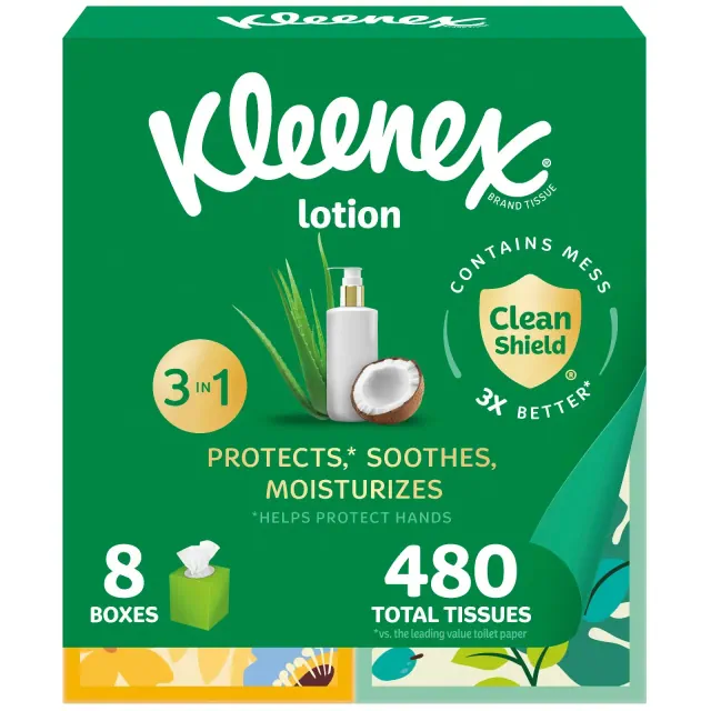 Kleenex Lotion 3-Ply Facial Tissue - 8pk/60ct