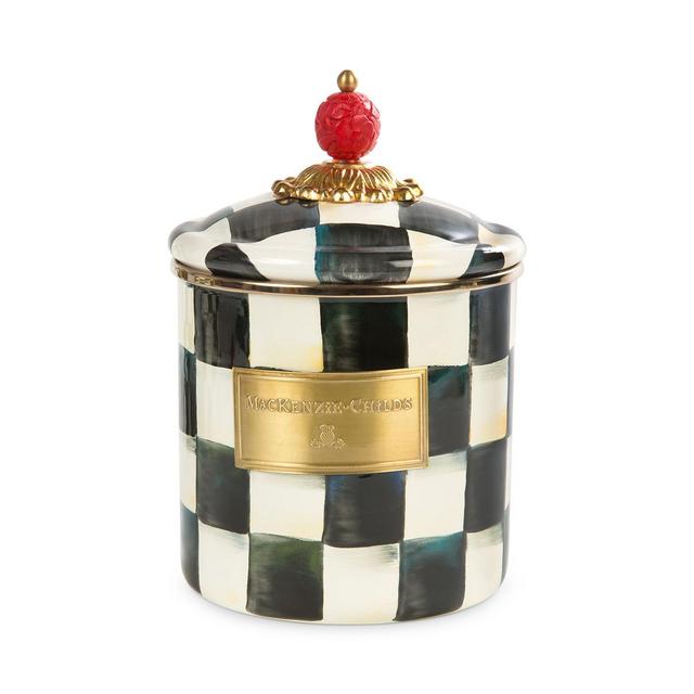 MacKenzie-Childs Courtly Check Small Enamel Canister