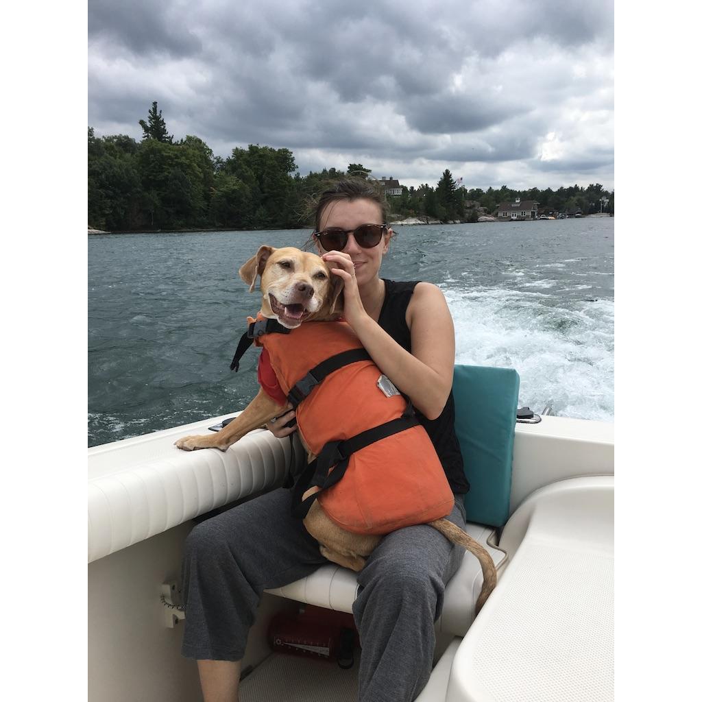 Lunas first boat ride on the SeeChelle!