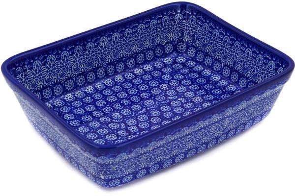 Polish Pottery 10" Rectangular Baker Winter Frost