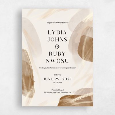 Caramel, Brown Wedding Invitation - Staton Portrait