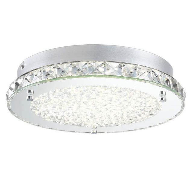 Crystal Chandelier LED Flush Mount Light Fixture Minimalist 11-Inch Ceiling Light Fixture Dimmable Modern Wall Light with 4000K Daylight White 1980LM for Kitchen Island,Bathroom,Bedroom,Hallway