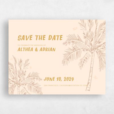 Harvest Gold, Beige Wedding Save the Date - Ocaso Landscape