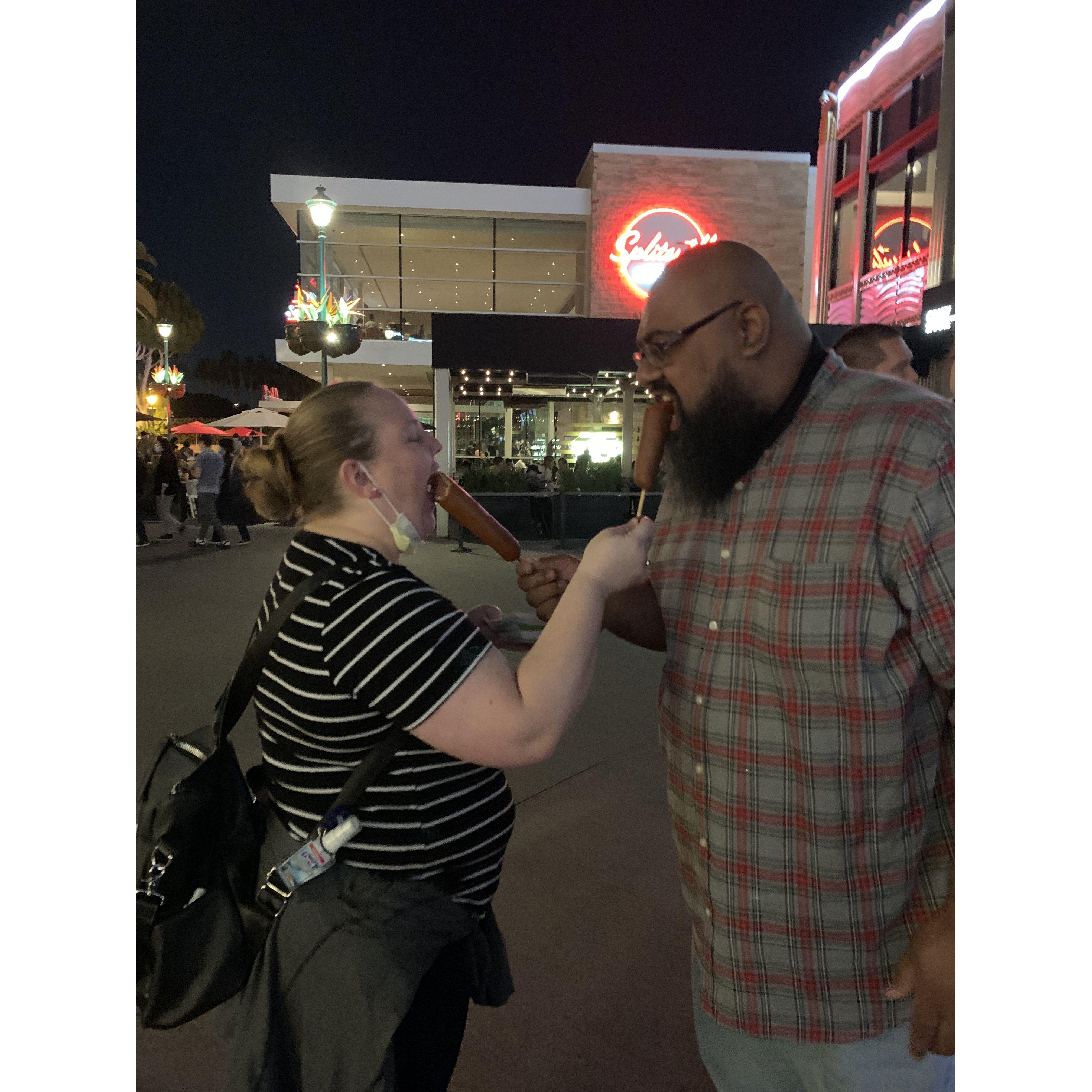 Disney corndog ... he loves them a little too much