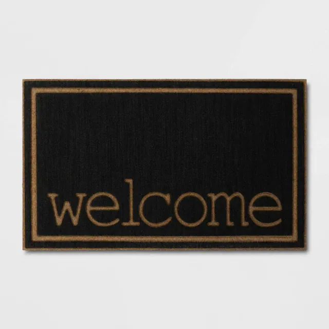 1'6"x2'6" 'Welcome' Embossed Doormat Black - Threshold™