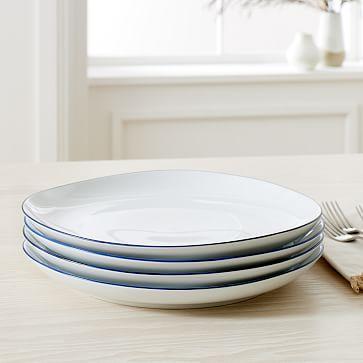 Organic Rimmed Porcelain Dinner Plates (Set of 4) - True Blue