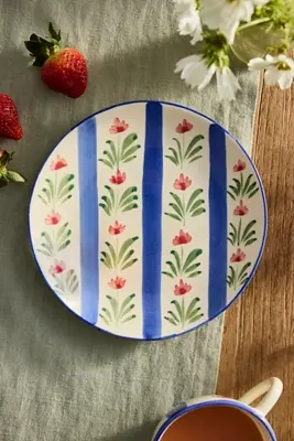 Floral Stripe Stoneware Side Plate