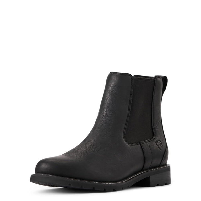 Ariat Womens Wexford H2o Round Toe Chelsea Casual Boots Ankle Low Heel 1-2" - Black
