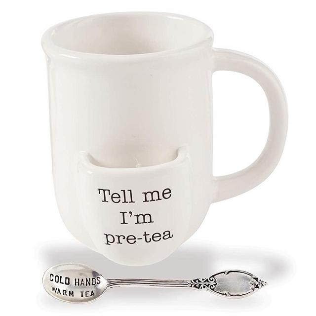Mud Pie Vintage Inspired Mug Spoon-Pre Tea Cup Set, One Size