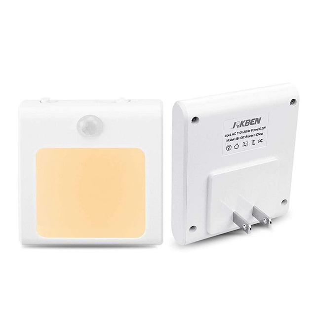 Plug-in Motion Sensor Night Light, Adjustable Brightness Warm White LED Nightlight for Kitchen, Hallway, Stairway, Bathroom, Bedroom (2 Pack)
