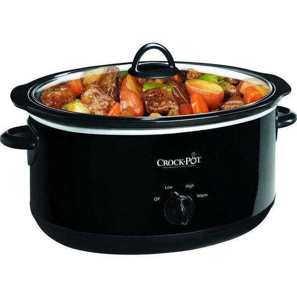 Crock-Pot 8-Quart Manual Slow Cooker, Family Size Serves 10+ People, Removable Stoneware with Warming Setting, Dishwasher Safe for Easy Cleanup, Black