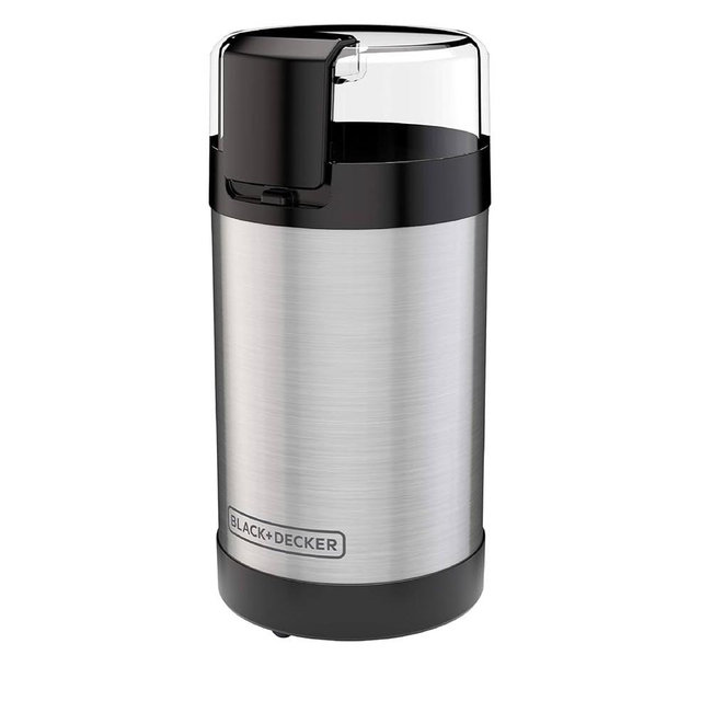 BLACK+DECKER One Touch Coffee Grinder, 2/3 Cup Coffee Bean Capacity, Spice Grinder, One Touch Push-Button Control -150 Watts- Stainless Steel Blades