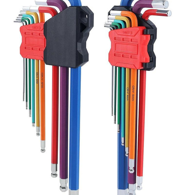 Lichamp 18-Piece Long Allen Wrenches Sets, Metric and Standard Allen Key Set Hex Key with Ball End, SAE 1/16 to 3/8 inch, Metric 1.5 to 10 mm