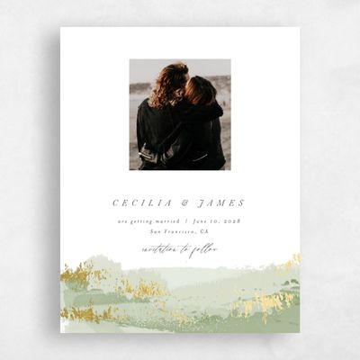 Green Wedding Save the Date - Ione Portrait Foil