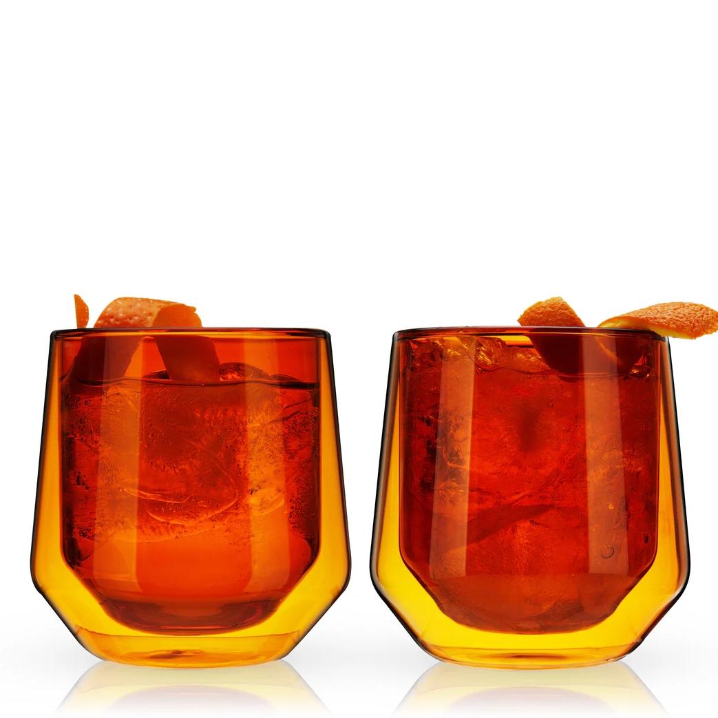 Aurora Double-Walled Tumblers in Amber Set of 2