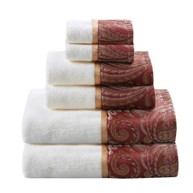 6pc Charlotte Jacquard Towel Set Burgundy