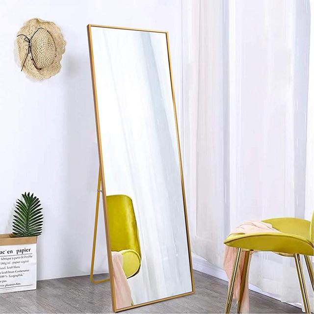 FANYUSHOW Full Length Mirror Standing Hanging or Leaning Against Wall, Floor Mirror, Standing Mirror, Full Body Mirror, Large Mirror, Wall Mirror,Aluminum Alloy Frame, 65"x22" (Gold)