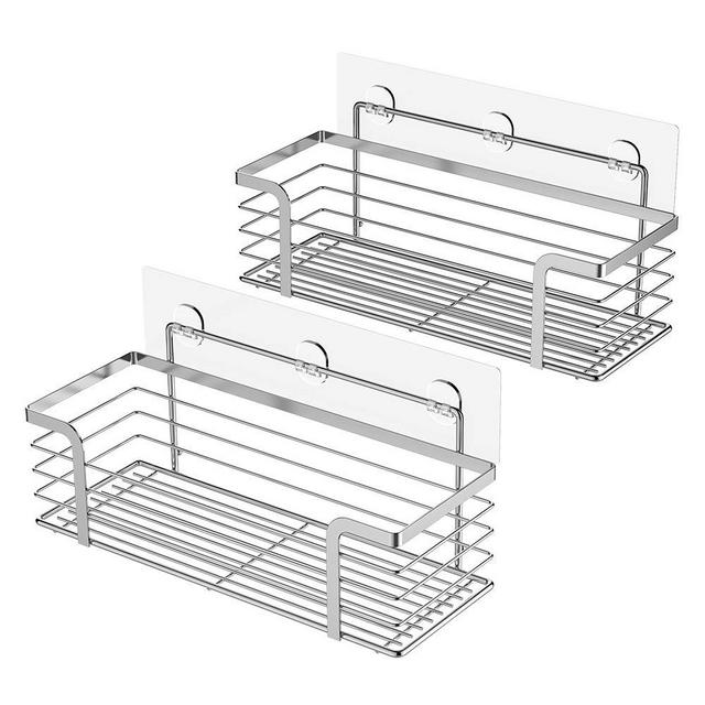 ODesign Shower Caddy Basket Shelf for Shampoo Conditioner Adhesive Bathroom Storage Organizer SUS304 Stainless Steel Rustproof No Drilling - 2 Pack