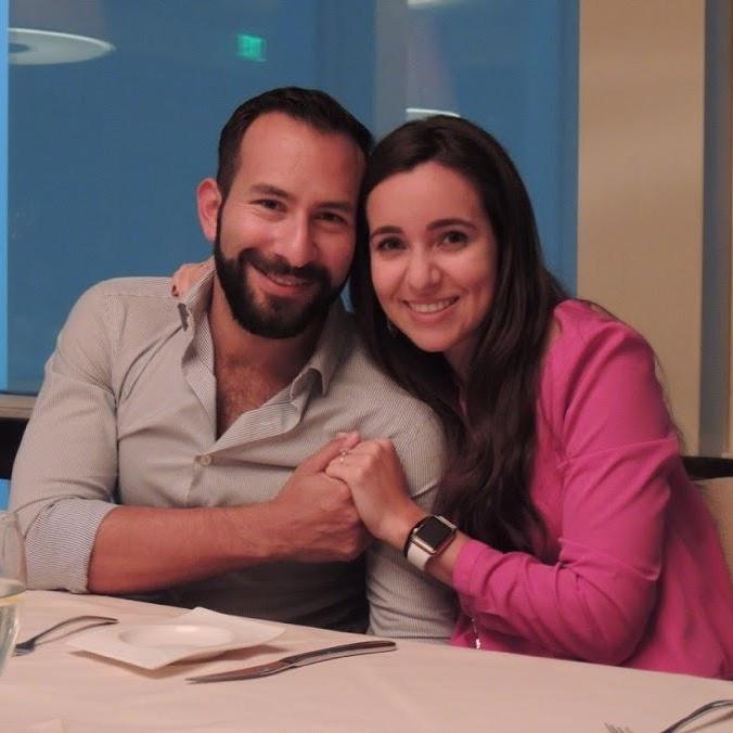 Celebrating our engagement at the surprise dinner Daniel organized