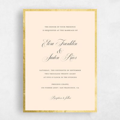 Buttercream, Beige Wedding Invitation - Azurite Portrait Foil
