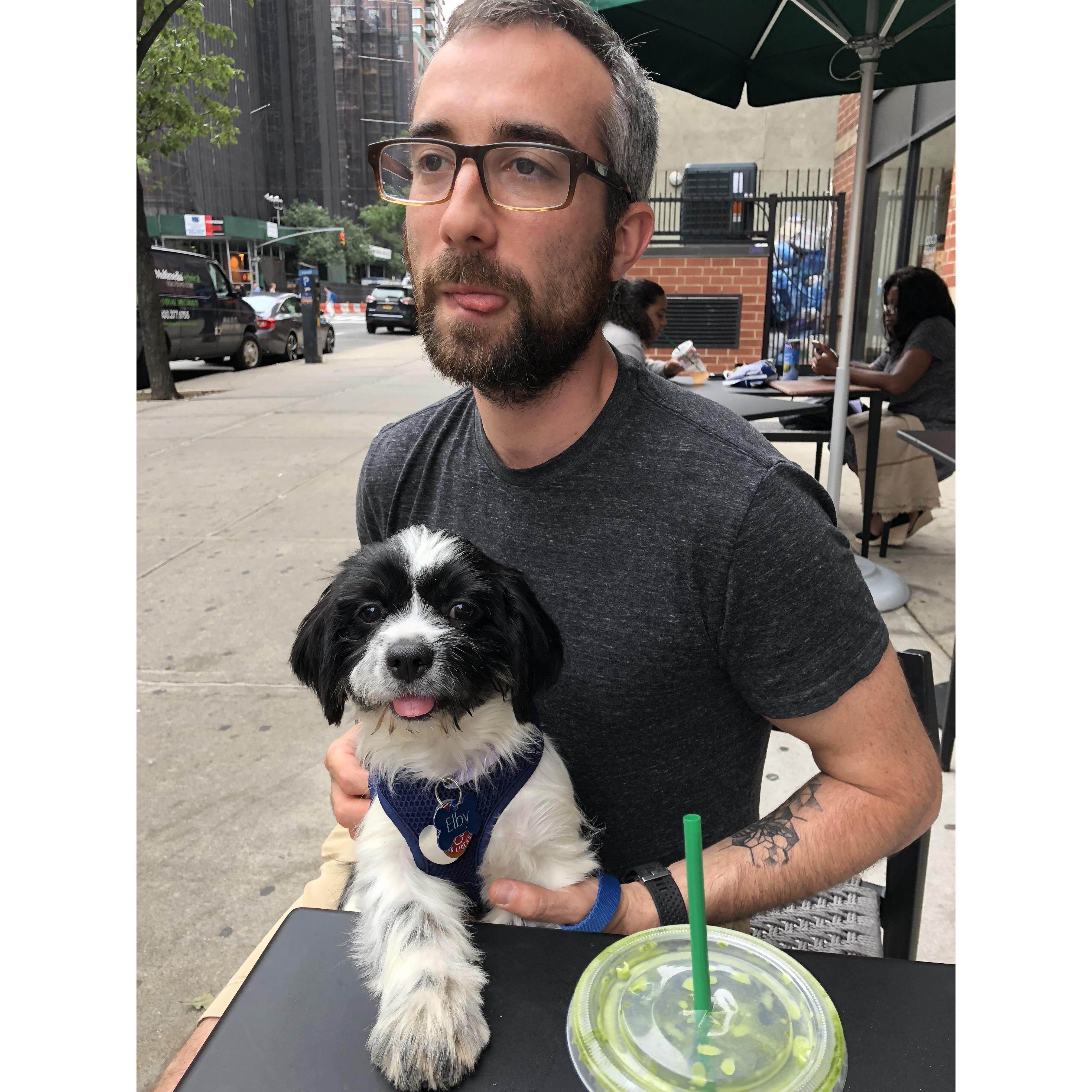 Elby's first trip to Starbucks!