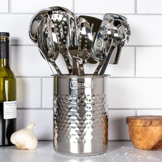 Hammered Stainless Steel Utensil Holder