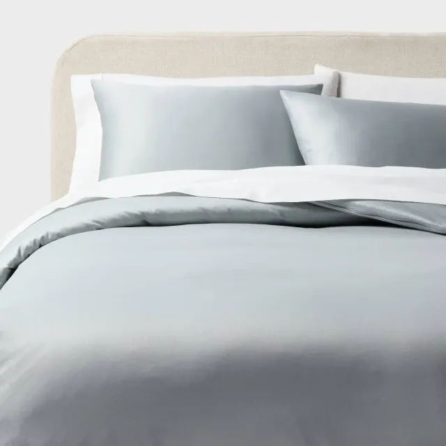 King Performance Sateen Duvet Cover and Sham Set Light Gray - Threshold™